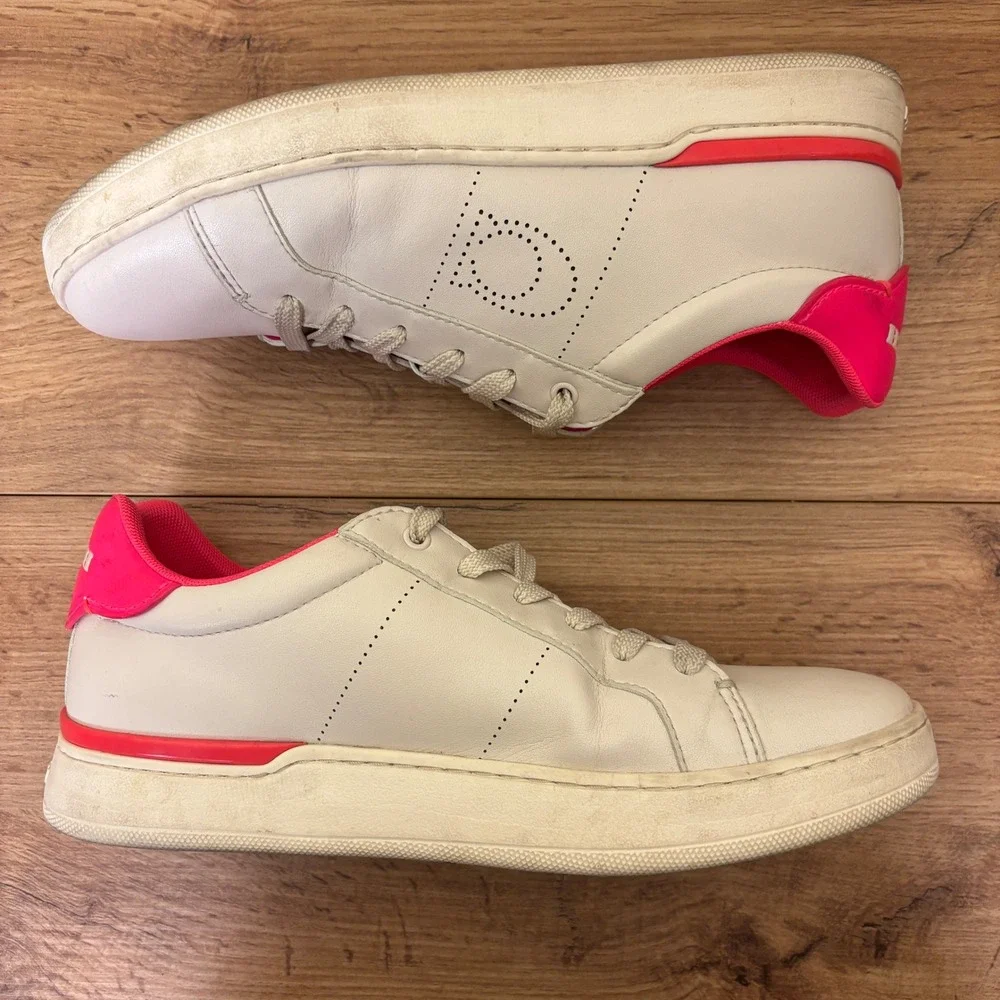 COACH G5040 Lowline Low Top Sneaker Womens Size 9 White Hot Pink‎ Leather Casual - Picture 8 of 13